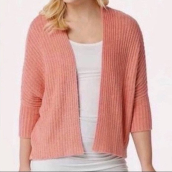 Barefoot Dreams Sweaters - Barefoot Dreams CozyChic Lite Ribbed Shrug Open Front Cardigan Coral